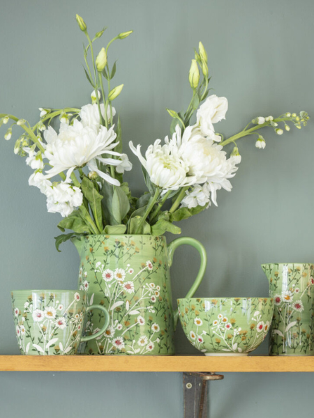 National Trust Green wild daisy mug, jug and bowl set