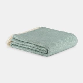 National Trust Fishbone Wool Throw, Seafoam Green