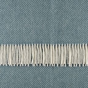 National Trust Herringbone Wool Throw, Petrol Blue