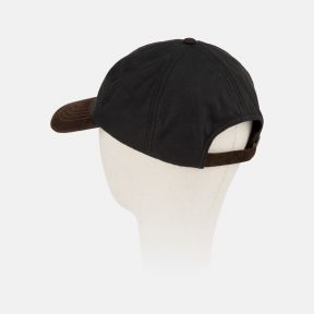 National Trust Baseball Cap Waxed with Leather Peak - Black