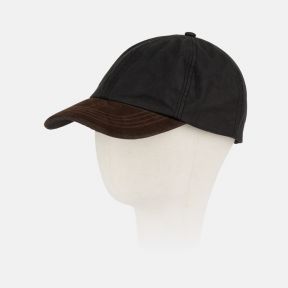 National Trust Baseball Cap Waxed with Leather Peak - Black