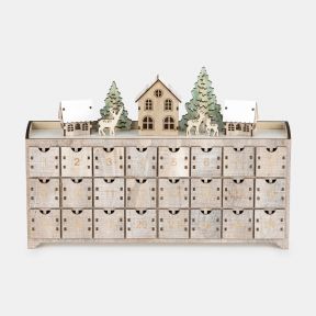 LED Wooden Advent Calendar, Natural