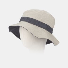 National Trust Reversible Linen Hat, Grey and Beige