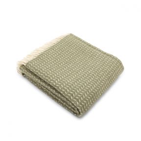 National Trust Pure New Wool Throw Leaf Weave Sage