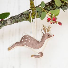 Embroidered Organic Cotton Reindeer