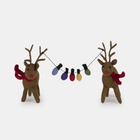 Felt Reindeer Pair with Fairy Lights