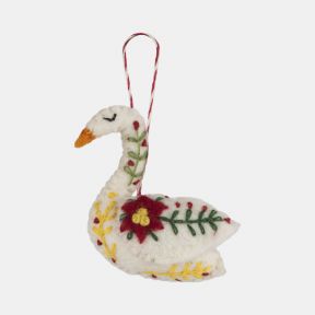 Namaste Felt Embroidered Susie Swan Decoration