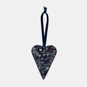 Namaste Hanging Metal Heart, Navy