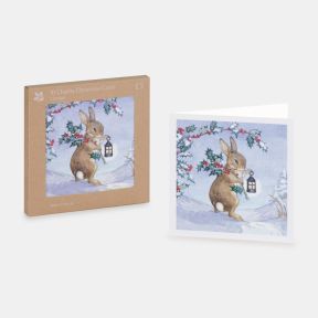 National Trust Rabbit and Lantern Christmas Card Box of 10