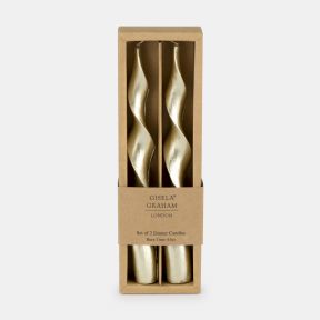 Taper Candle Vintage Twist, Gold Set of 2