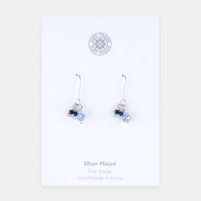 Just Trade Silver Plated Blue Bead Earrings
