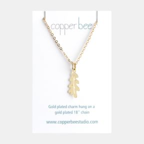Copper Bee Gold Plated Oak Leaf Necklace
