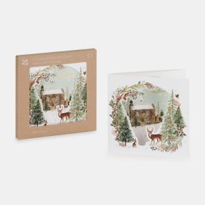 National Trust Rose Castle Cottage Die Cut Fold Out Christmas Cards Box of 5