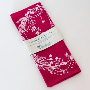 Pure Linen Set of 2 Placemats, Raspberry