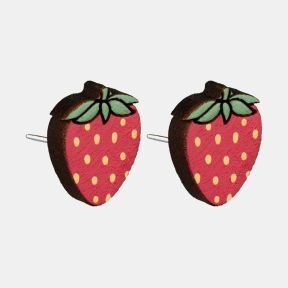 Robbin Valley Hand-Painted Strawberry Stud Earrings