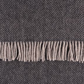 National Trust Herringbone Wool Throw, Charcoal