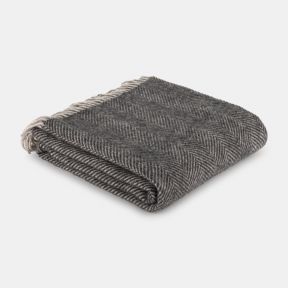 National Trust Herringbone Throw, Charcoal