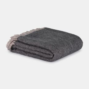 National Trust Herringbone Wool Throw, Charcoal