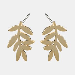 Copper Bee Leaf Stud Earrings