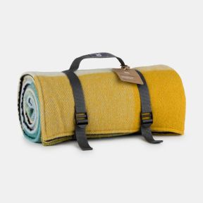 National Trust Jade and Yellow Check Waterproof Backed Picnic Blanket