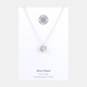 Just Trade Silver Plated Peacock Bead Necklace