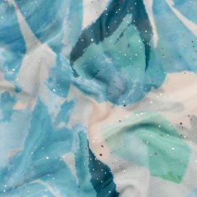 Peace Of Mind Abstract Blue and Green with Foil Recycled Polyester Scarf