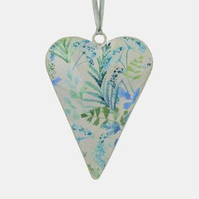 Hanging Decoration Metal Heart Fern Print