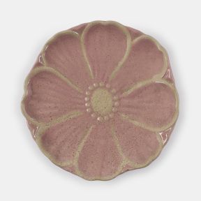 Stoneware Flower Plate, Pink