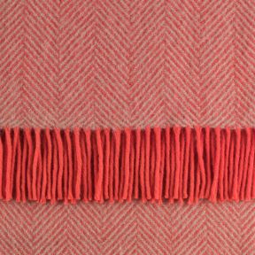 National Trust Herringbone Wool Throw, Flamingo