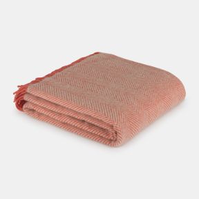 National Trust Herringbone Wool Throw, Flamingo