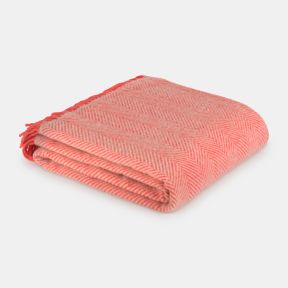 National Trust Herringbone Wool Throw, Flamingo