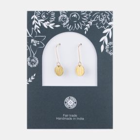 Just Trade Line Texture Hammered Disk Earrings