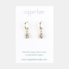 Copper Bee Dalmatian Stone Earrings