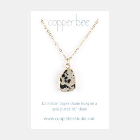 Copper Bee Dalmatian Stone Necklace