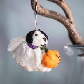 Amica Ghost Dog with Pumpkin Decoration