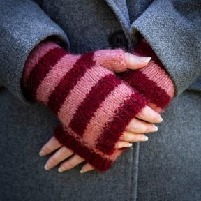 National Trust Pink Contrast Knitted Wrist Warmers