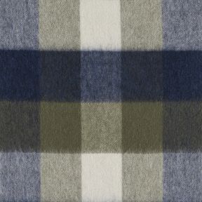 National Trust Green And Navy Woven Checked Lambswool Scarf