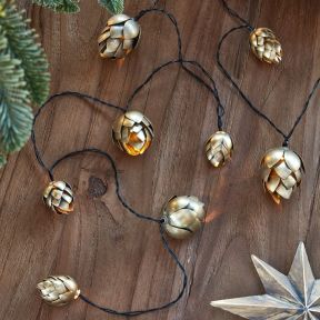 Pinecone String LED lights, Gold