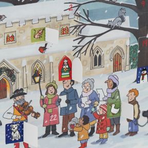 Winter Wildlife Church Advent Card by Alison Gardiner
