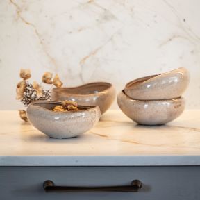 Gallery Direct Speckle Glaze Bowl Oatmeal, Set of 4