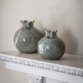 Gallery Direct Green Pomegranates Sculpture, Set of 2