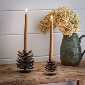 Gallery Direct Gold Woodland Pinecone Candle Holder, Set of 2