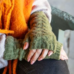 Peace of Mind Green Knitted Wrist Warmers
