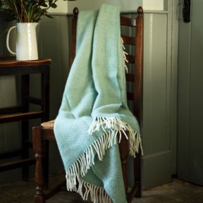 National Trust Fishbone Wool Throw, Seafoam Green