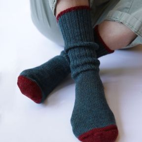 Rooska Croft Wool Socks, Green and Claret