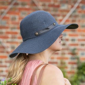 National Trust Foldable Hat with Leather Clasp, Navy