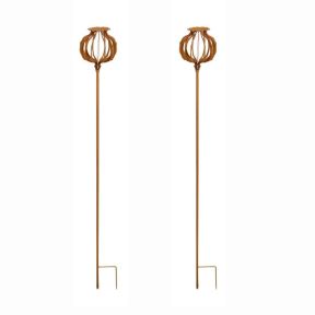 Poppy Seedhead Plant Stake, Set of 2