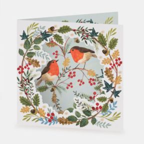 National Trust Robins in Foliage Tri Folds Christmas Cards Box of 5