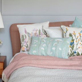 National Trust Embroidered Cushion, Duck Egg