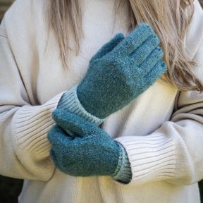 National Trust Sage Contrast Knitted Gloves